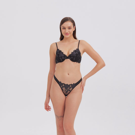 Lily Lace Silk Thong - Rosey Isle