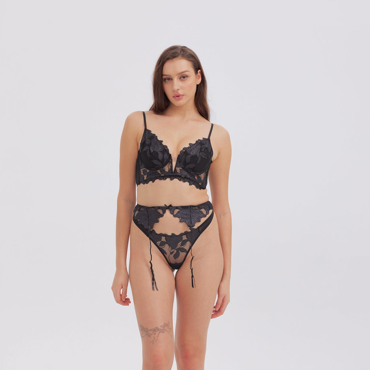Lily Lace Silk Longline Bra - Rosey Isle