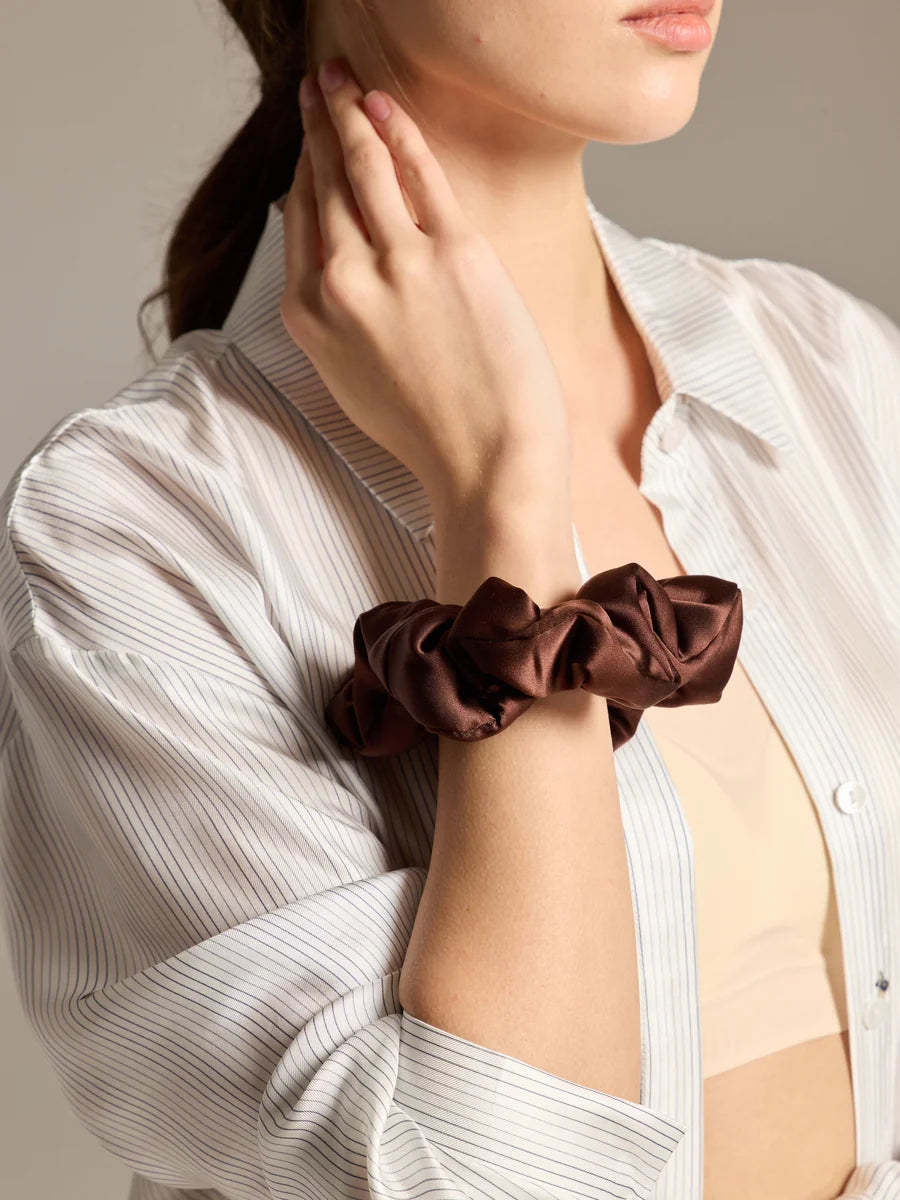 Elegant Silk Satin Scrunchies Trio - Rosey Isle