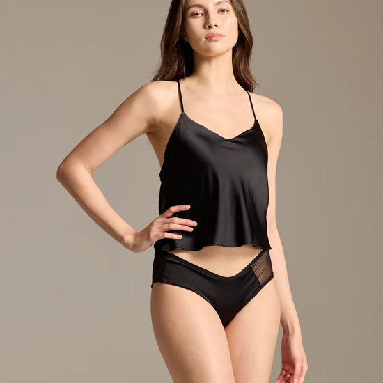 Elegance in Satin: The Black Camisole Top - Rosey Isle