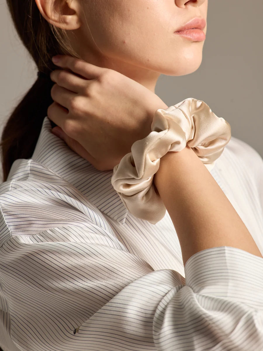 Elegant Silk Satin Scrunchies Trio - Rosey Isle