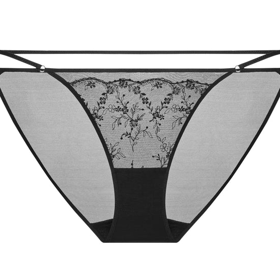 Exquisite Black Lace Panties with Sheer Elegance - Rosey Isle