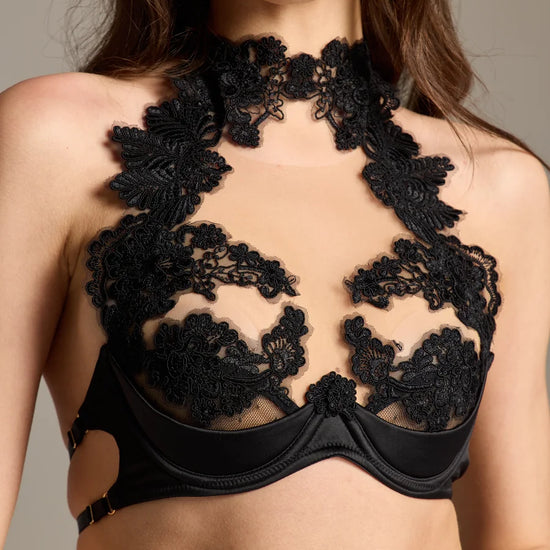 Exquisite Black Lace Halter Neck Bralette - Rosey Isle