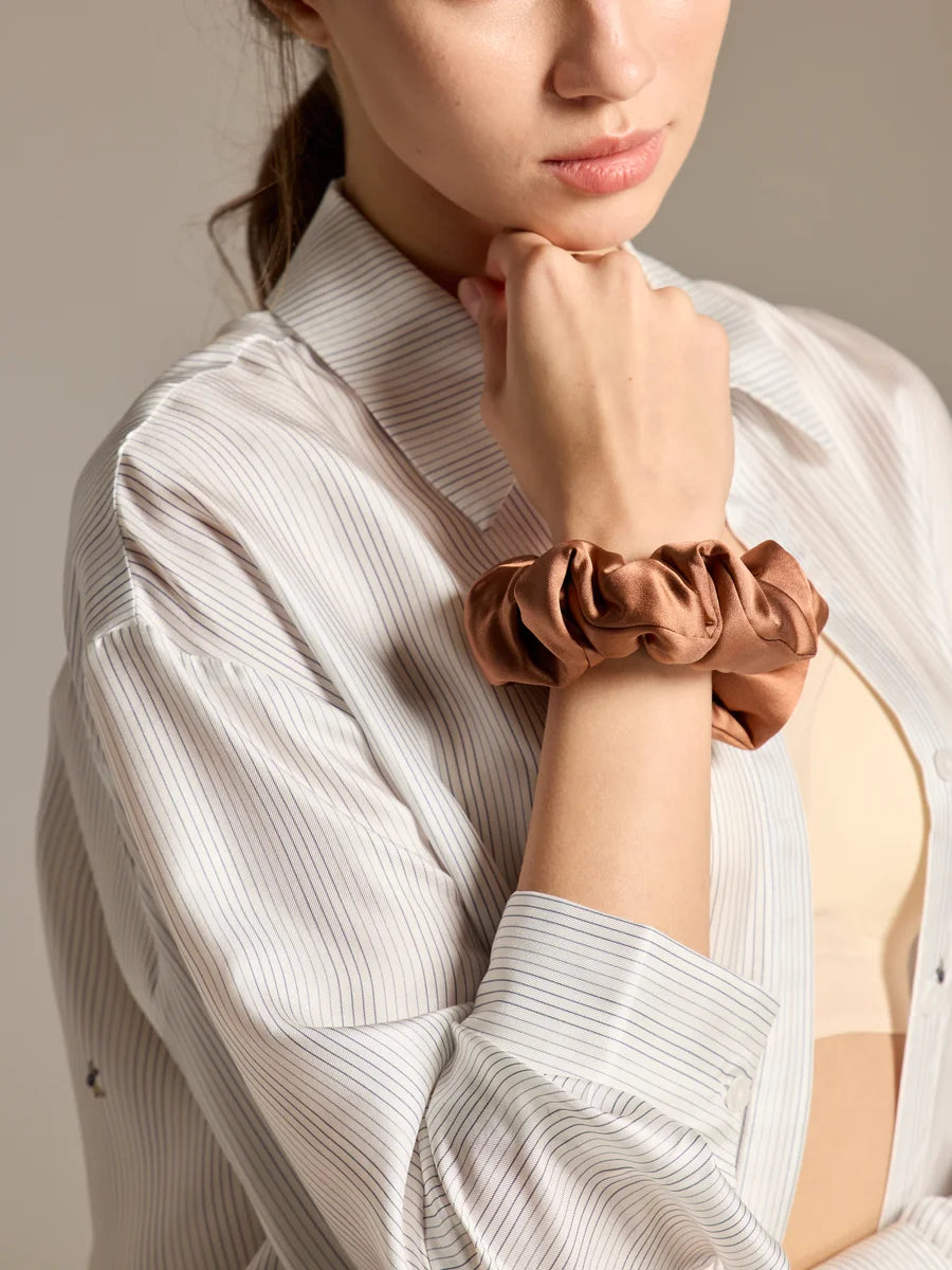 Elegant Silk Satin Scrunchies Trio - Rosey Isle