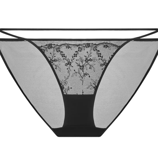Exquisite Black Lace Panties with Sheer Elegance - Rosey Isle