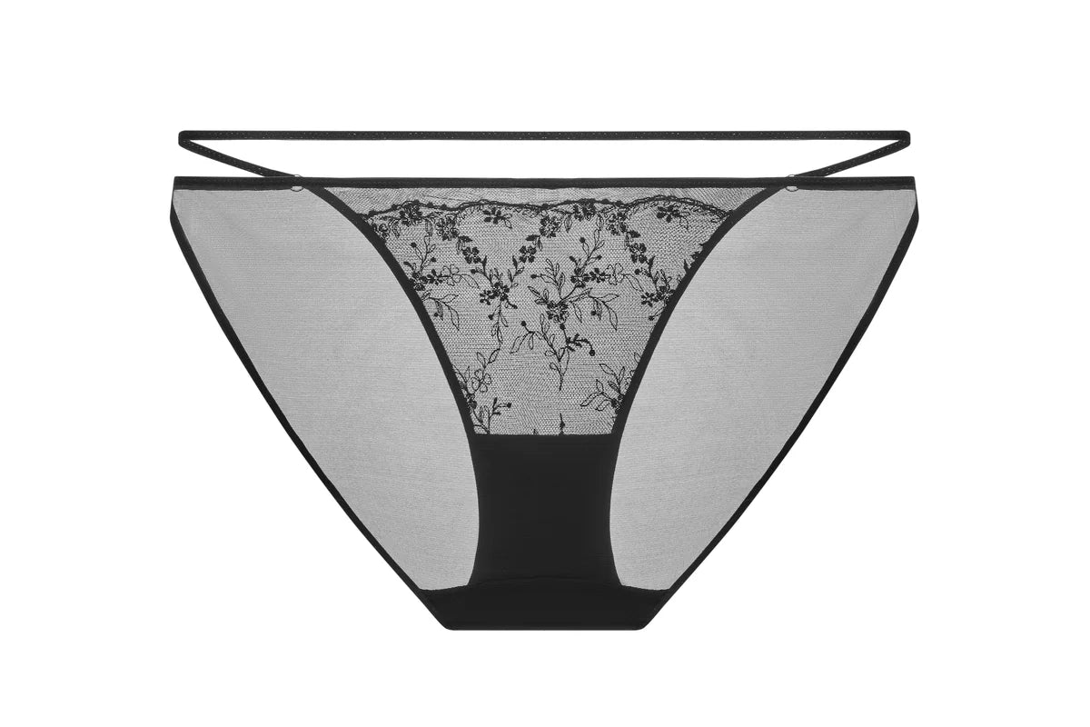 Exquisite Black Lace Panties with Sheer Elegance - Rosey Isle