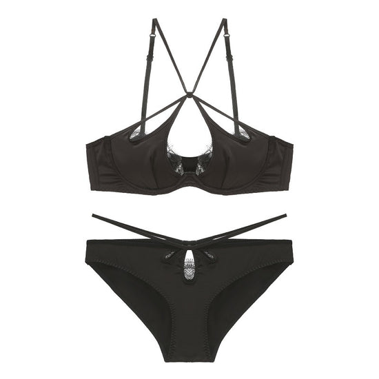 Eyelash Lace Cross-Strap Push-Up Bra - Rosey Isle